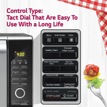 LG MJ2887BFUM 28 L Charcoal Convection Microwave Oven ( Black, with 360° Motorised Rotisserie & Charcoal Lighting Heater with 10 years warranty)