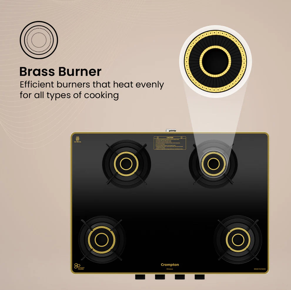 Crompton Oressa CKT-ORR704-MSB 4 Burner 70 cm Slim Glass Cooktop