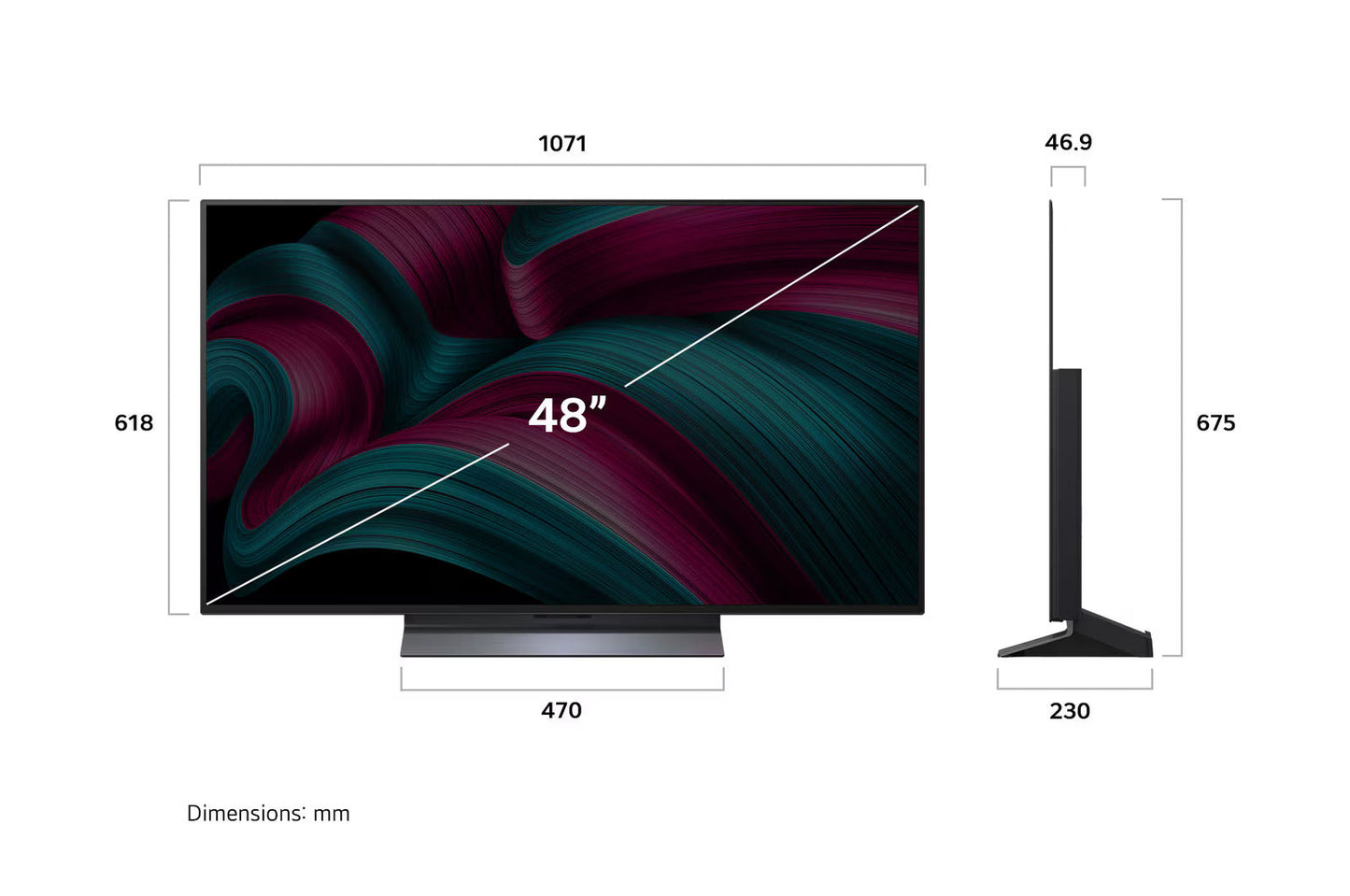 LG OLED48C56LA 48 Inch 4K OLED evo Smart TV 121 cm (2025 Model) with α9 AI Processor Gen8, Dolby Vision, Dolby Atmos, webOS 25, VRR 144Hz