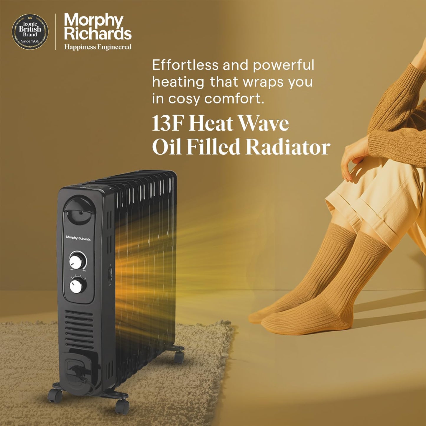 Morphy Richards 13F Heat Wave Oil-Filled Room Heater (2900W) | 13 Fin | PTC Ceramic Fan | Overheat Protection | Suraj Electronics Delhi NCR