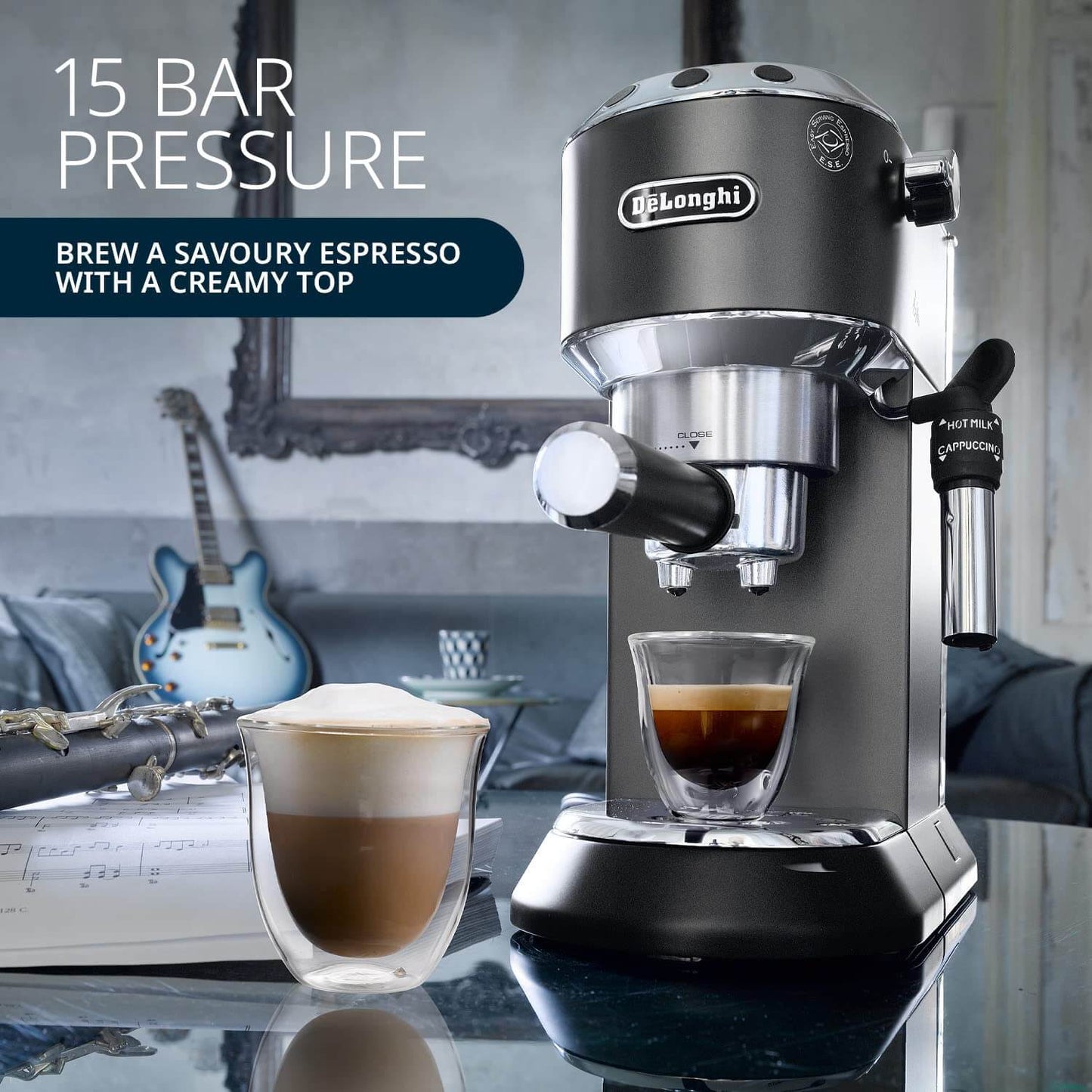 DeLonghi EC685.BK 15-Bar Pump Espresso Coffee Machine (Black) – Thermoblock, Cappuccino Maker, Slim Design, 1350W | Buy Online at Suraj Electronics