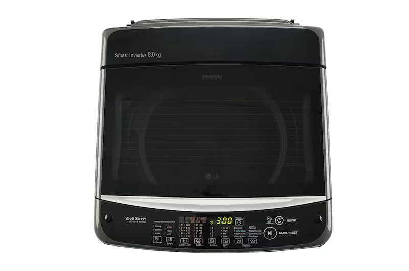 LG T80SNMB1Z 8 Kg Top Load Washing Machine | Smart Inverter Motor, TurboDrum, Auto Pre Wash, Soft Closing Door – Middle Black