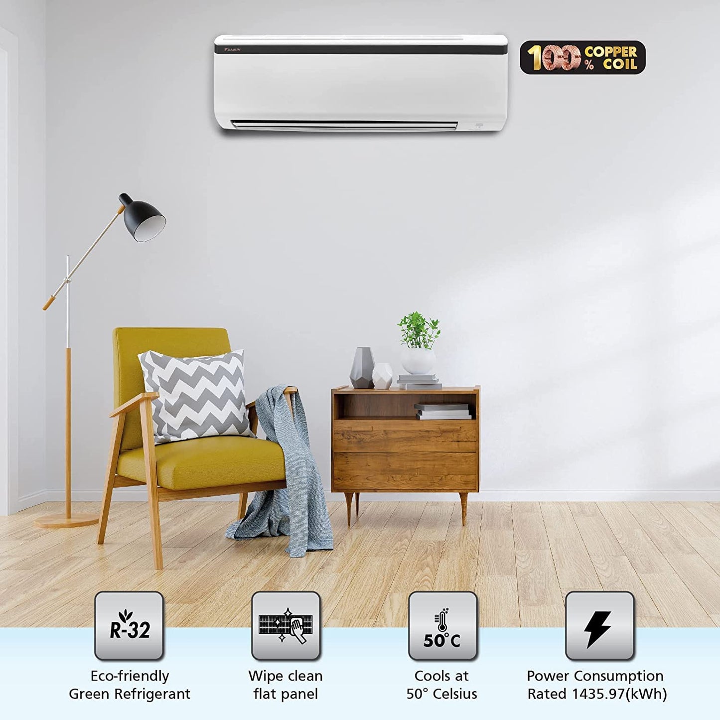 Daikin FTE60UV16U 1.8 Ton 1 Star Split AC | Copper Condenser | Power Chill | PM 2.5 Filter | Suraj Electronics Delhi NCR