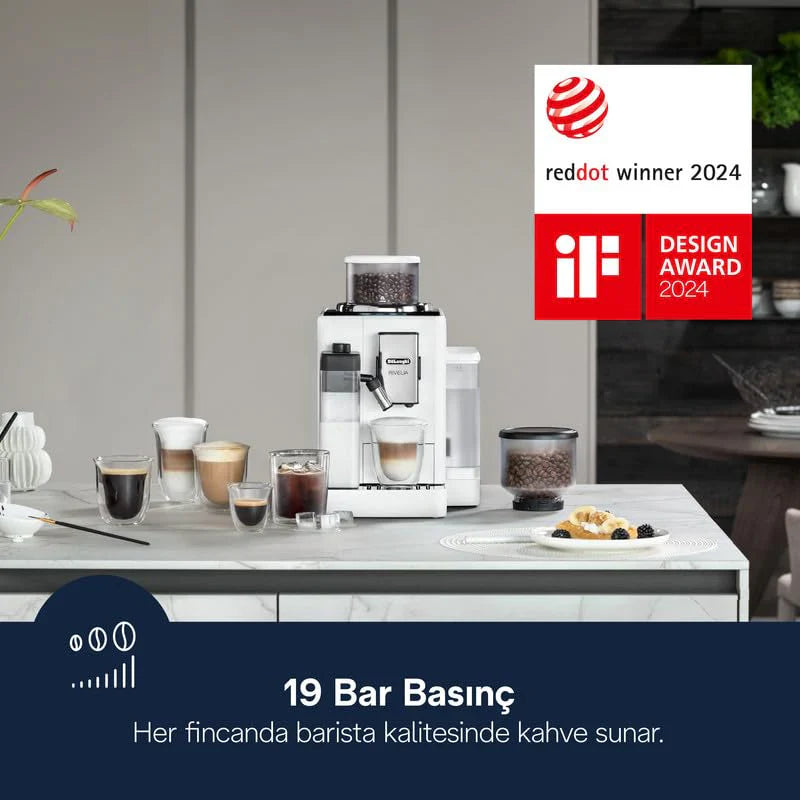 De’Longhi Rivelia EXAM440.55.W | Fully Automatic Coffee Machine | Bean-to-Cup | LatteCrema Hot | 3.5” Touch Display |White Suraj Electronics Delhi NCR