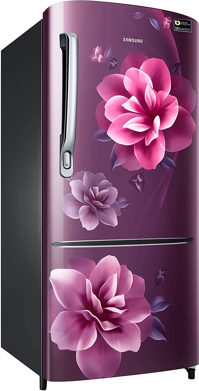 Samsung RR20C2723CR/NL 184L 3 Star Single Door Refrigerator | Direct Cool | Digital Inverter Compressor | Camellia Purple | Base Drawer | Toughened Glass Shelves | 20-Year Warranty | Made in India