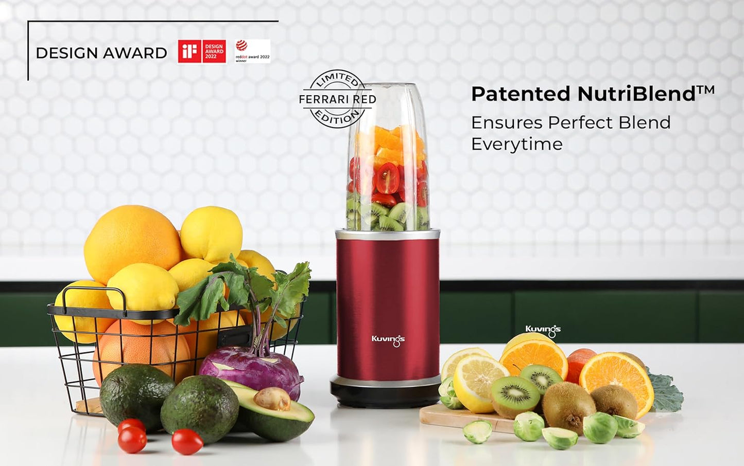 Kuvings Nutri Blender Pro Ferrari Red | 1000W Blender | 7-Year Warranty | Wet &amp; Dry Blades | Suraj Electronics Delhi NCR
