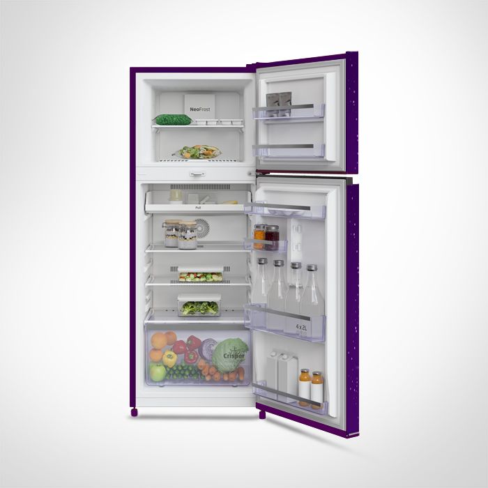 Voltas Beko RFF270D/W0NPR0I 230 L 2 Star Frost Free Double Door Refrigerator | NeoFrost Dual Cooling | ProSmart Inverter Compressor | Nightangle Purple | 2025 Model