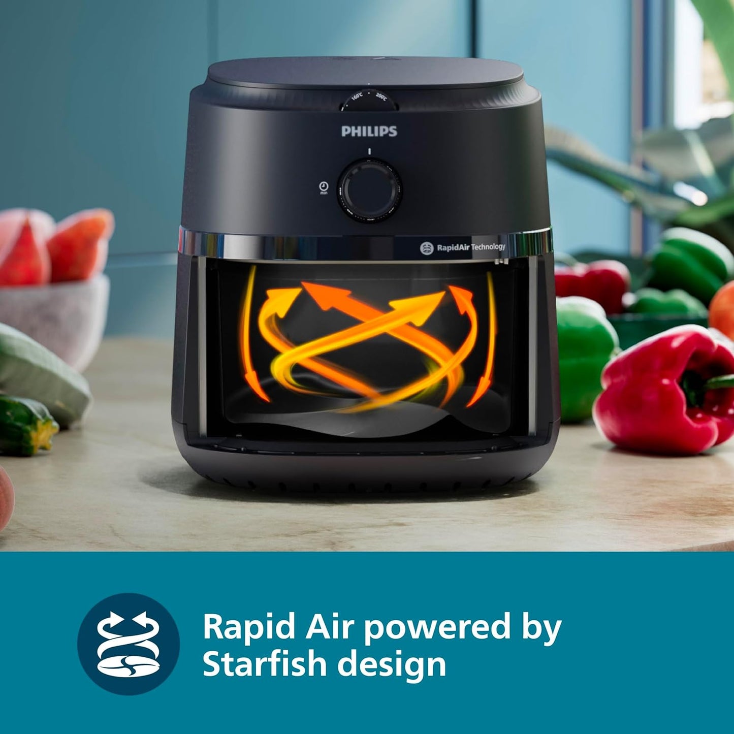 Philips NA120/00 4.2 Litre Airfryer (Black) | Rapid Air Technology | 12 Preset Menus | 1500W | Up to 90% Less Fat | Made in India – Buy Online at Suraj Electronics