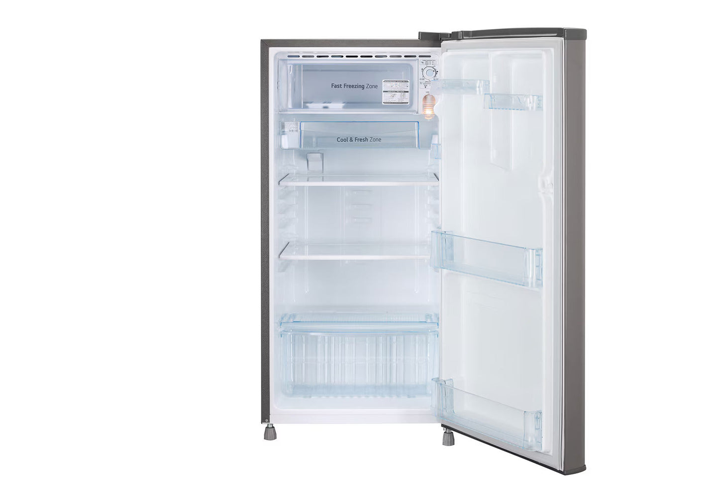 LG GL-B199ODGC 185 L Direct Cool Single Door Refrigerator | 2 Star Rating | Toughened Glass Shelves | Anti-Bacterial Gasket | Stabilizer Free | Dim Grey