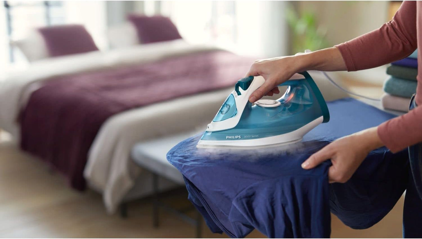 Philips DST3011/20 2100W Steam Iron with Ceramic Soleplate, 30g/min Continuous Steam & Steam Control – Blue (3000 Series)