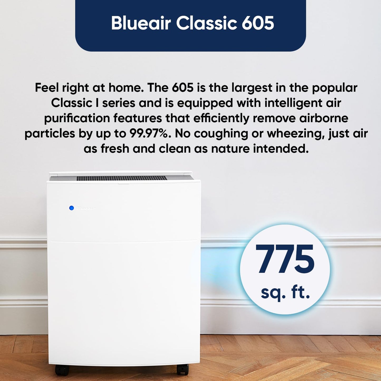 Blueair 605 SmokeStop Air Purifier | HEPA + Activated Carbon | 99.97 % Pollutant Removal | Covers 775 Sq. Ft. | Asthma &amp; Allergy Certified | Suraj Electronics