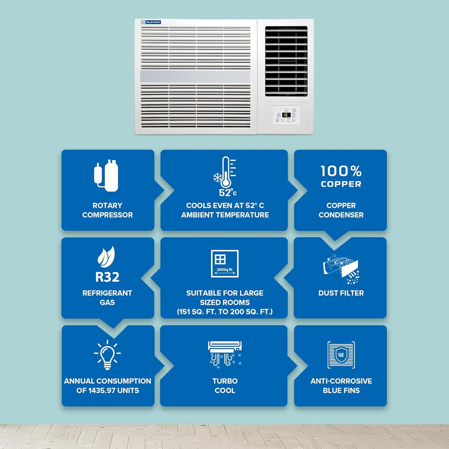 Blue Star WFE324E 2 Ton 3 Star Window AC | Turbo Cool | 100% Copper Condenser | R32 Refrigerant | Fixed Speed – Buy Online at Suraj Electronics