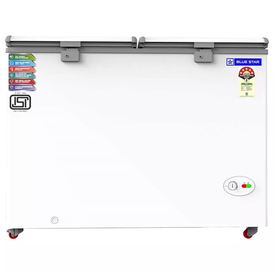Blue Star CF5-330NEYW 300L Double Door 5 Star Deep Freezer – Energy Efficient, Rust-Proof, Commercial & Home Use | Suraj Electronics