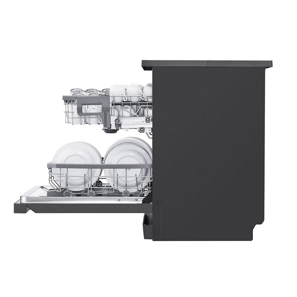 LG DFB424FM 14 Place Setting Dishwasher | TrueSteam, QuadWash, EasyRack Plus, Wi-Fi Enabled, Matte Black, Inverter Direct Drive Motor | Freestanding Dishwasher for Indian Kitchens