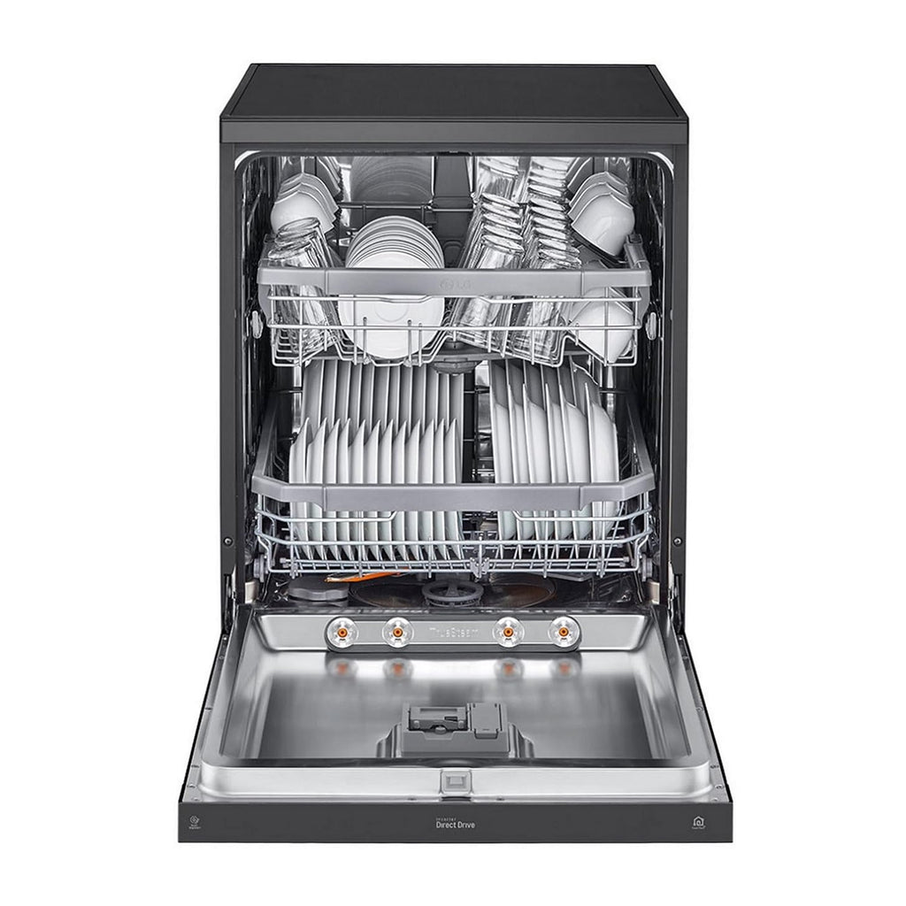 LG DFB424FM 14 Place Setting Dishwasher | TrueSteam, QuadWash, EasyRack Plus, Wi-Fi Enabled, Matte Black, Inverter Direct Drive Motor | Freestanding Dishwasher for Indian Kitchens