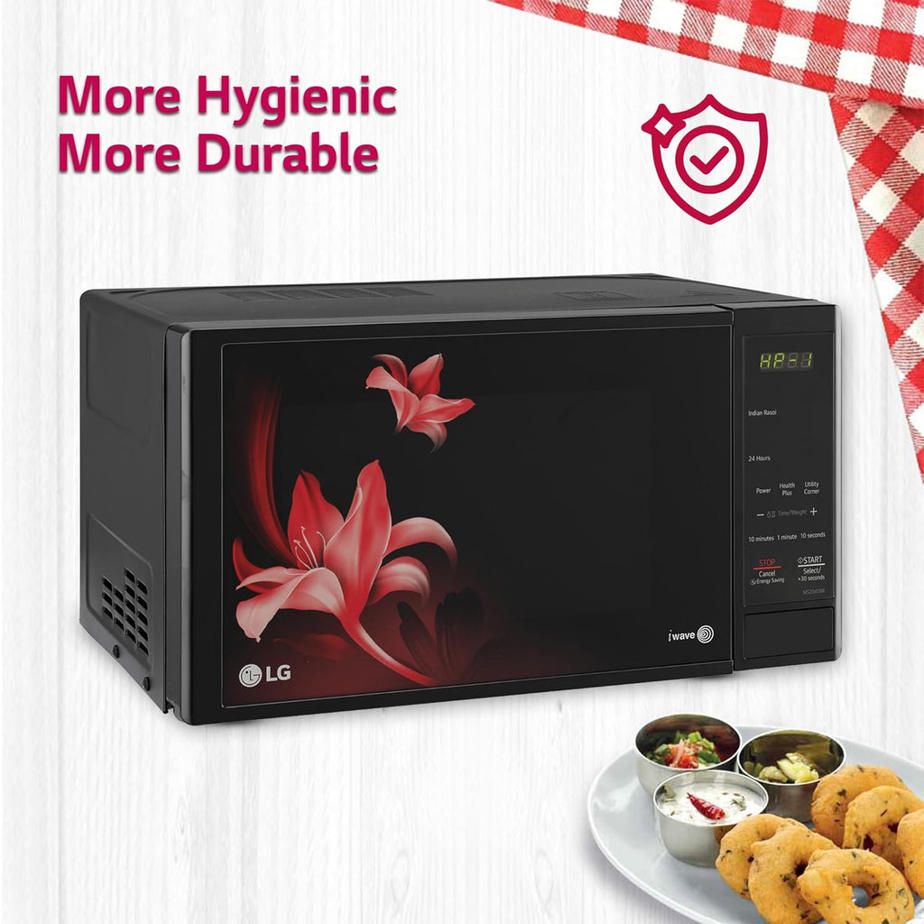 LG MS2043BR 20 L Solo Microwave Oven (Black) – i-Wave Technology, Anti-Bacterial Cavity, Steam Clean, 44 Auto Cook Menus, Energy Saving