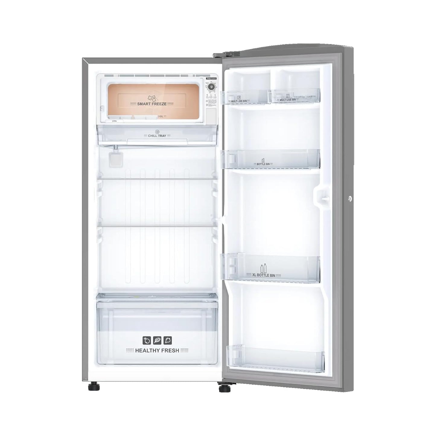 IFB IFBDC-2133FBS 187 L 3 Star Direct Cool Single Door Refrigerator – Fast Ice Making, XL Bottle Bin, Toughened Glass Shelves, Inverter Compatible (Grey Steel)