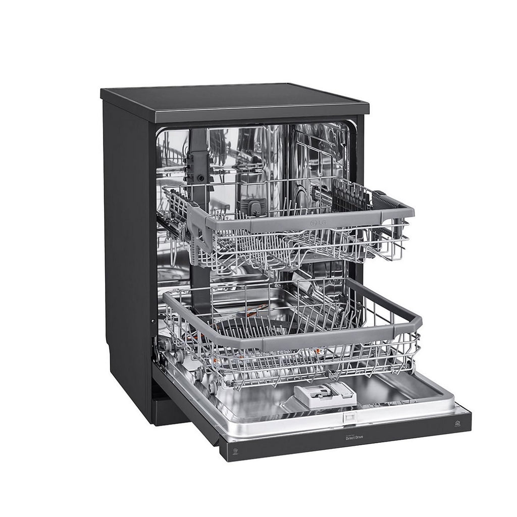 LG DFB424FM 14 Place Setting Dishwasher | TrueSteam, QuadWash, EasyRack Plus, Wi-Fi Enabled, Matte Black, Inverter Direct Drive Motor | Freestanding Dishwasher for Indian Kitchens