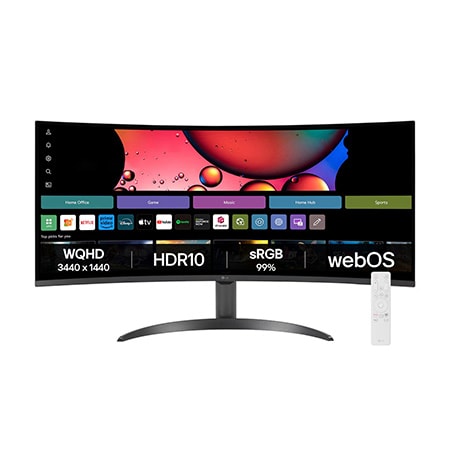 LG Smart 34 (86.36 cm) 21:9 Curved WQHD (3440x1440) with webOS — 34SR60QC-B — product view