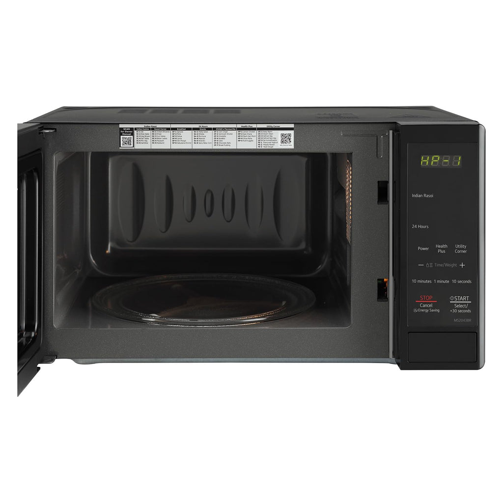 LG MS2043BR 20 L Solo Microwave Oven (Black) – i-Wave Technology, Anti-Bacterial Cavity, Steam Clean, 44 Auto Cook Menus, Energy Saving