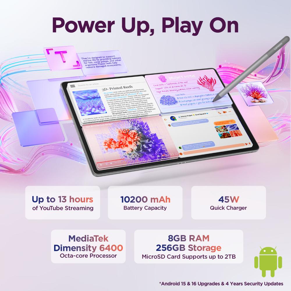 Lenovo Idea Tab Plus 30.73 cm (12.1 inch) WiFi + 5G Tablet with Pen, 256 GB, 8 GB RAM, Luna Grey, ZAGF0149IN