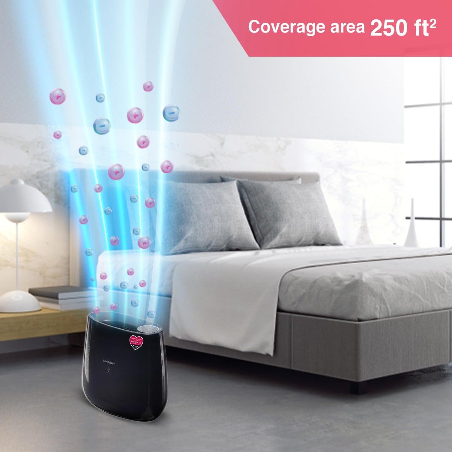 Sharp Air Purifier FP-J30M-BK for Home & Office with Plasmacluster (Removes Bacteria, Virus, Mold, VOCs I JAPAN TECHNOLOGY I Traps 99.97% Pollutants I HEPA, Carbon & Pre Filter ( 250 sq.ft. (Black)