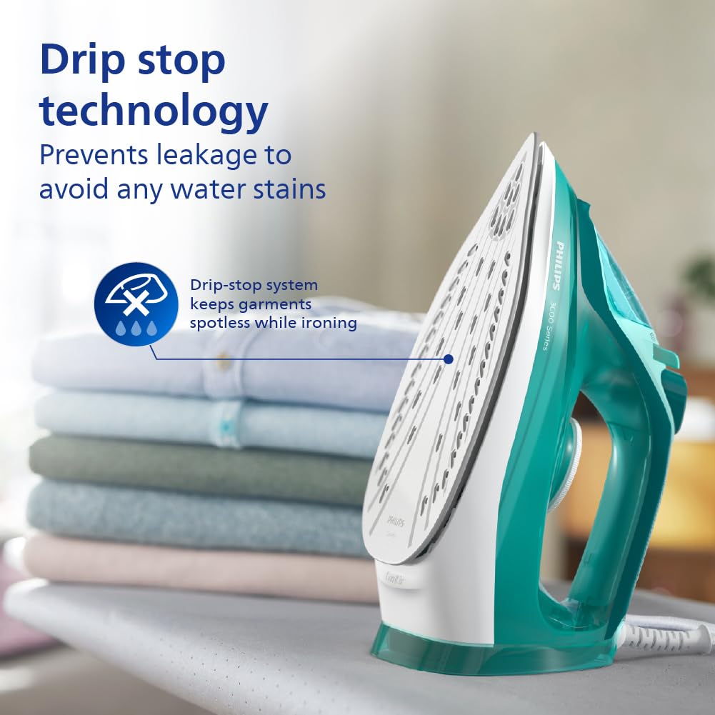 Philips DST3030/70 2400W Steam Iron with Ceramic Soleplate, 180g Steam Boost & Auto Shut-Off – Green