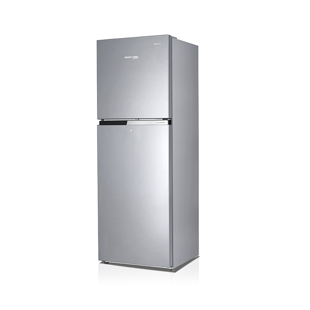 Voltas Beko RFF270D/W0V100RXID 230L 2 Star Frost Free Double Door Refrigerator | Inverter Compressor, NeoFrost Dual Cooling, StoreFresh+ Crisper – Brushed Silver | 2025 Model