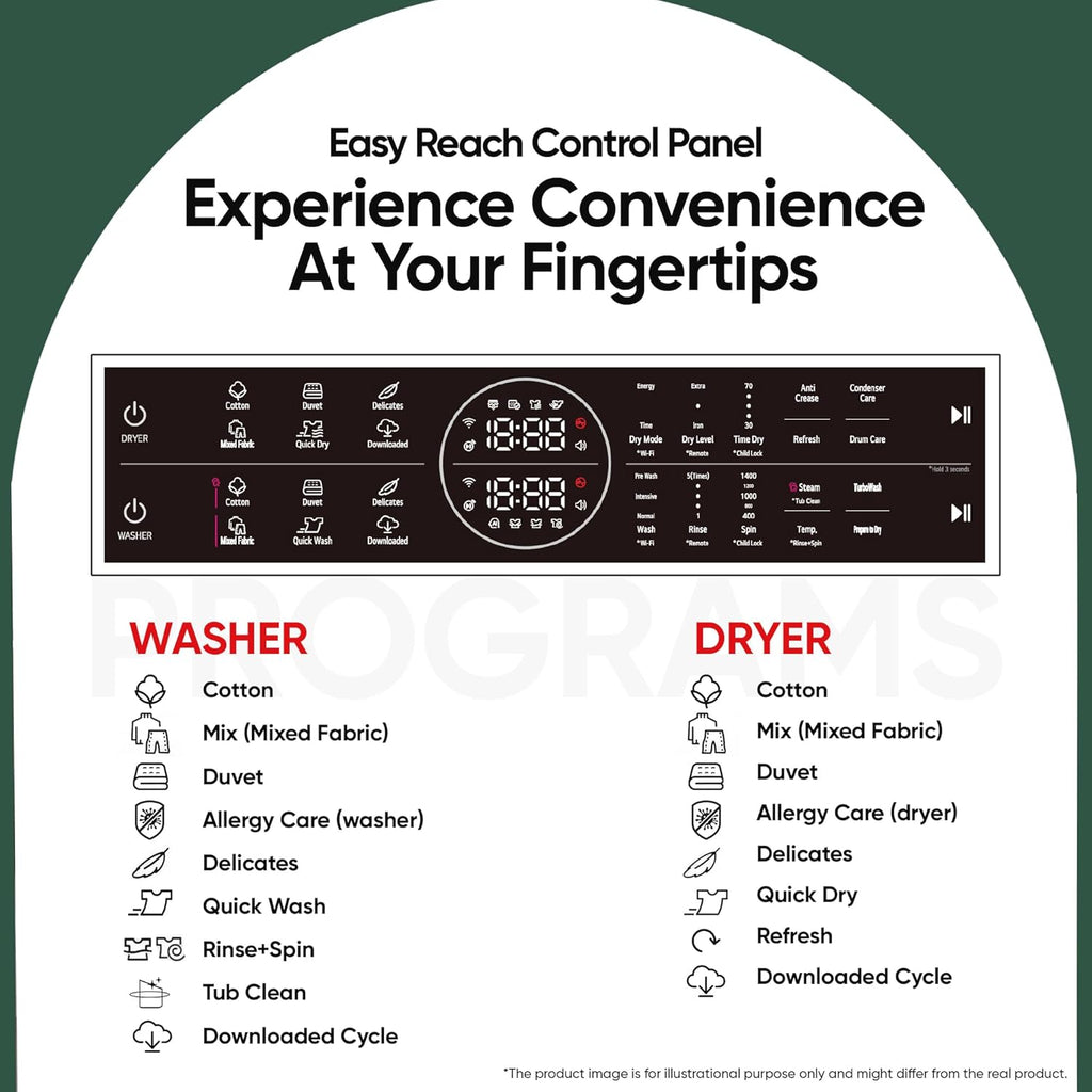 LG FWT1310BG WashTower 13 Kg/10 Kg Washer Dryer Combo | AI Direct Drive, Dual Inverter Heat Pump, Wi-Fi Enabled, Steam+, Central Control Panel | Natural Beige & Green