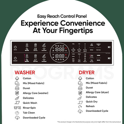 LG FWT1310BG WashTower 13 Kg/10 Kg Washer Dryer Combo | AI Direct Drive, Dual Inverter Heat Pump, Wi-Fi Enabled, Steam+, Central Control Panel | Natural Beige & Green