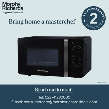 Morphy Richards 20MWS 20 Litres Solo Microwave Oven with Large Turntable Black