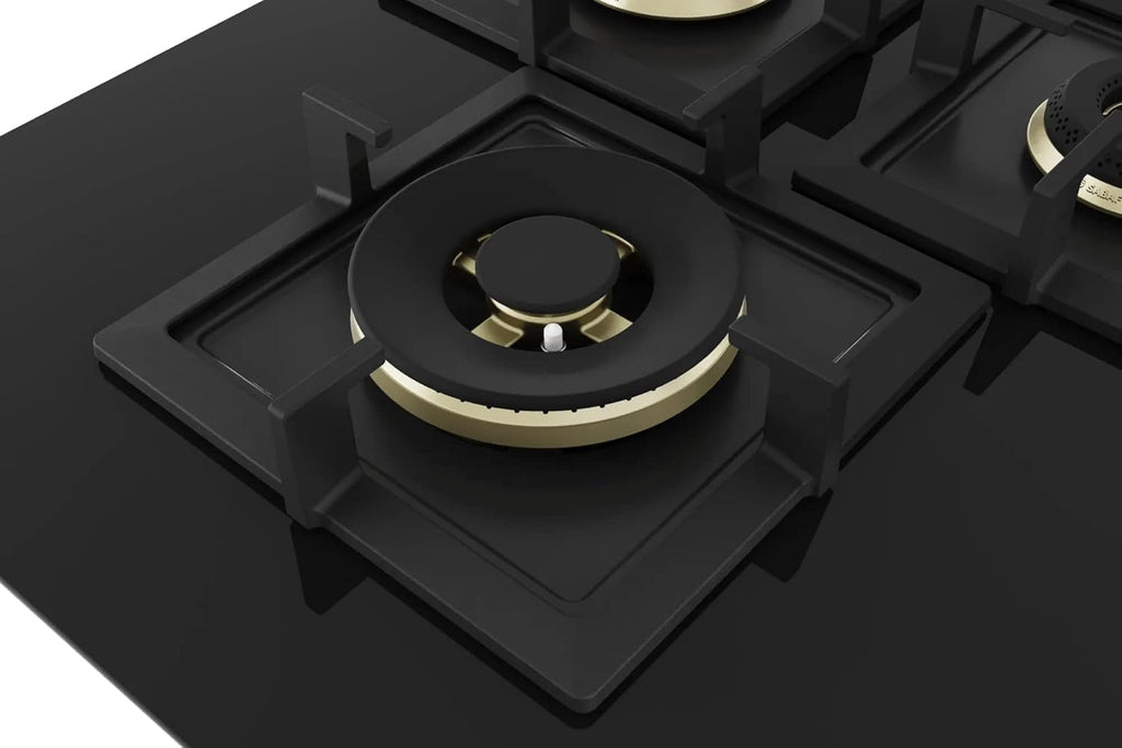 Bosch PNI7B6F20I 4 Burner Built-in Glass Gas Hob – Auto Ignition, Flame Failure Safety, Bevelled Glass, Made in Spain (Black)