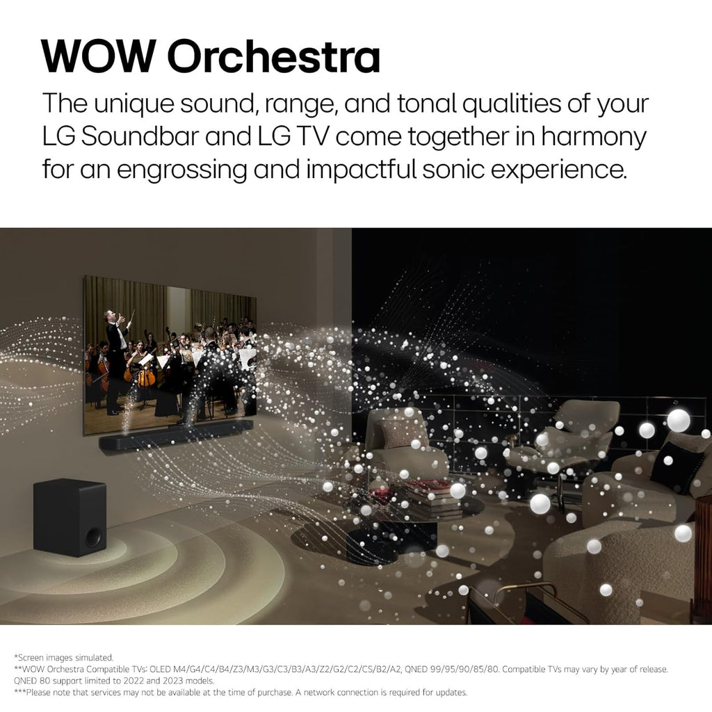 LG SQ70TY 400W 3.1.1Ch Soundbar with Dolby Atmos, DTS:X, AI Sound Pro & Wireless Subwoofer (Black)