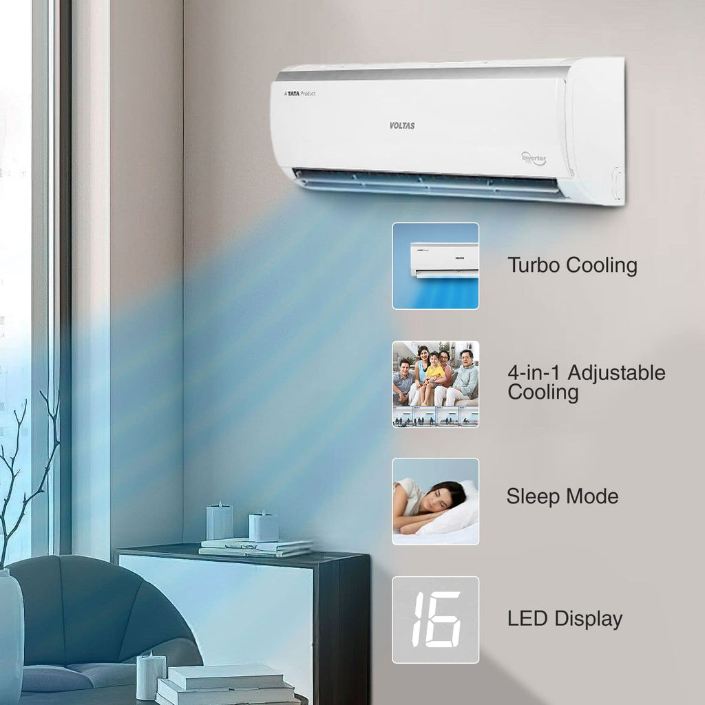 Voltas 185V Vectra Elite 1.5 Ton 5 Star Inverter Split AC | Copper Coil | 4-in-1 Adjustable Mode | Anti-Dust Filter | Turbo Cooling