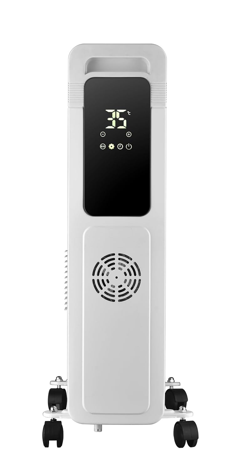 Russell Hobbs ROR11DF 2900W 11-Fin Oil Filled Radiator Room Heater | Smart Digital Heating, 24H Timer, 3 Intelligent Modes, Safety Protection | LED Touch, Foldable Wheels | 2 Yr Warranty