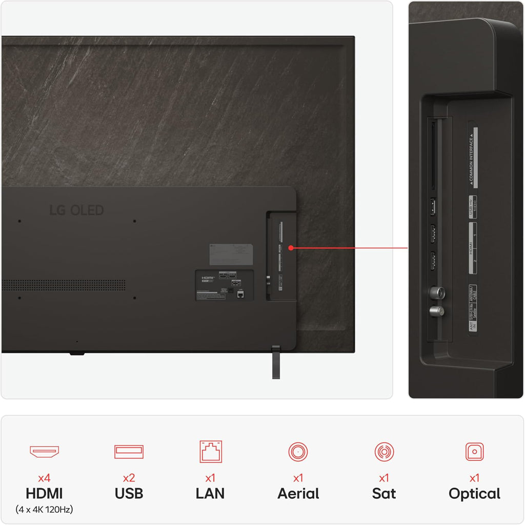 LG OLED65B56LA 65 Inch 4K OLED Smart TV (2025 Model) | α8 AI Processor, Dolby Vision & Atmos, 120Hz Refresh Rate, webOS 24, VRR, G-Sync, HDMI 2.1 |