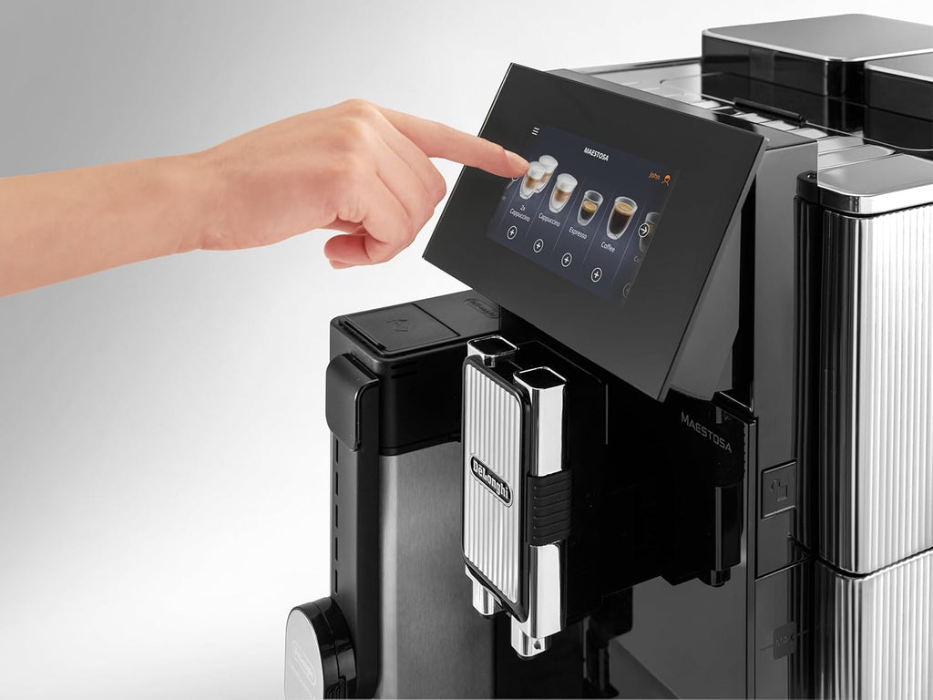 DeLonghi Maestosa EPAM960.75.GLM Fully Automatic Coffee Machine With In Built Dual Grinder, Bean To Cup, Smart One Touch Cappuccino, LatteMacchiato, Espresso, Hot Chocolate Maker App Lin