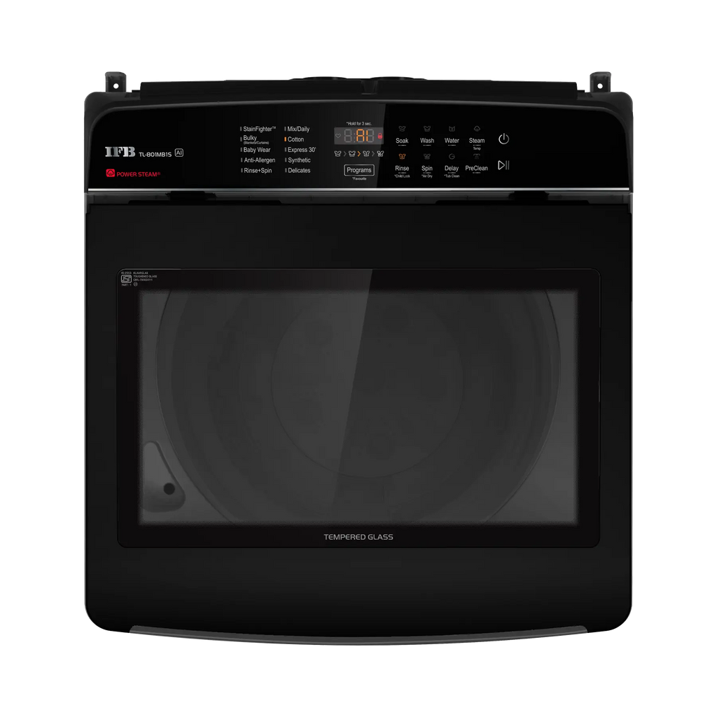 IFB TL801MB1S With Steam 8 Kg Fully Automatic Built-in Heater Top Load Washing Machine with Warm Soak | Power Steam | AI Technology | Mid Night Black