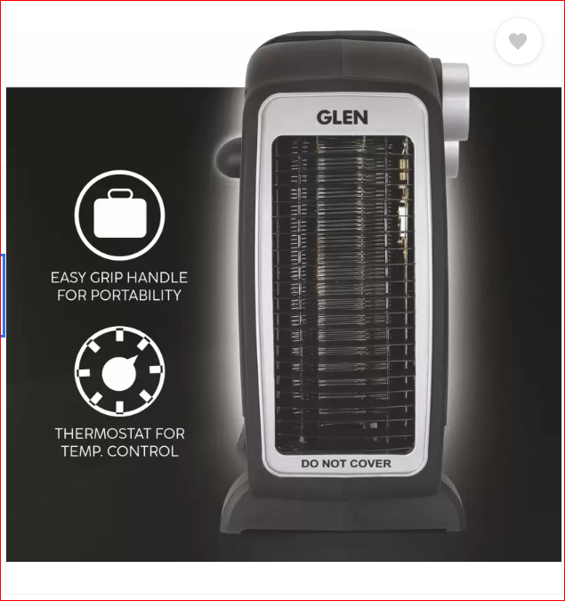 Glen HA7020 2000W Fan Room Heater – Twin Turbo Heating, Adjustable Thermostat, ISI Certified, Compact & Portable Electric Heater for Home (Made in India)