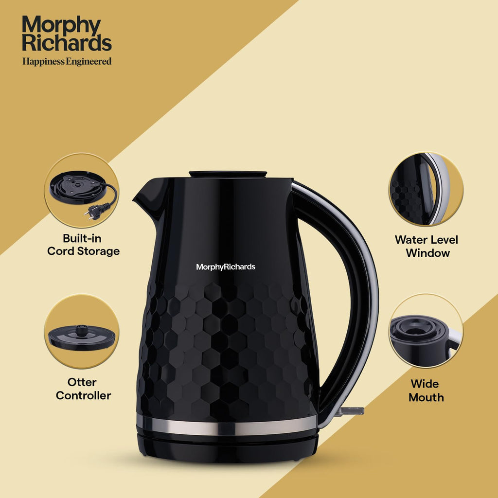 Morphy Richards Plastic Hive Series 1.5L Kettle, 1500 Watt, Black
