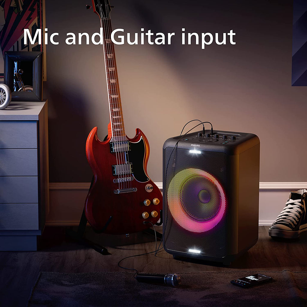 Philips Audio TAX3206 60W Bluetooth Party Speaker | 14-Hour Playtime, Deep Bass, Mic & Guitar Input, Party Lights, Karaoke Mode