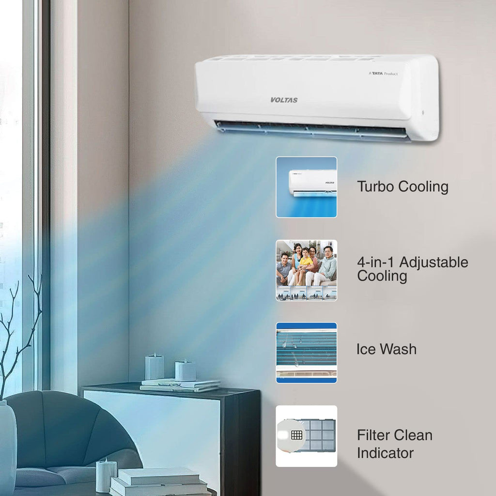 Voltas 185V Vertis Emerald 1.5 Ton 5 Star Inverter Split AC(Copper, 5-in-1 Adjustable Mode, Anti-dust Filter, White)