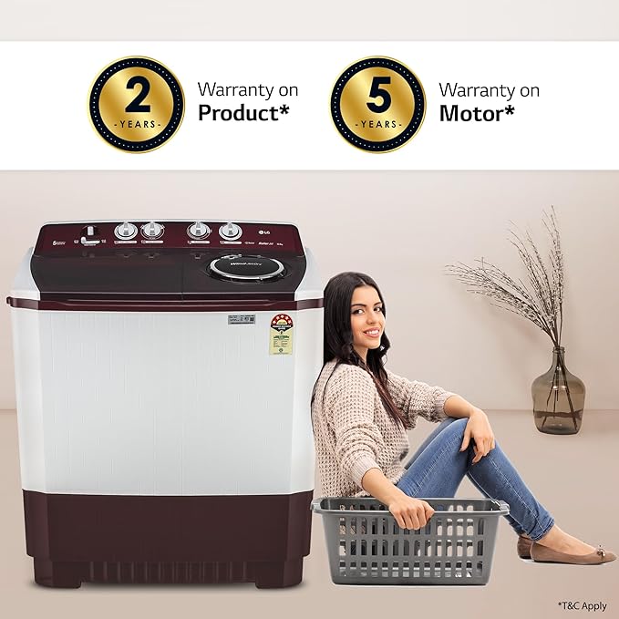 LG P105ASRAZ 10.5 kg 5 Star Wind jet dry Semi-Automatic Top Load Washing Machine ( Burgundy, Roller Jet Pulsator)