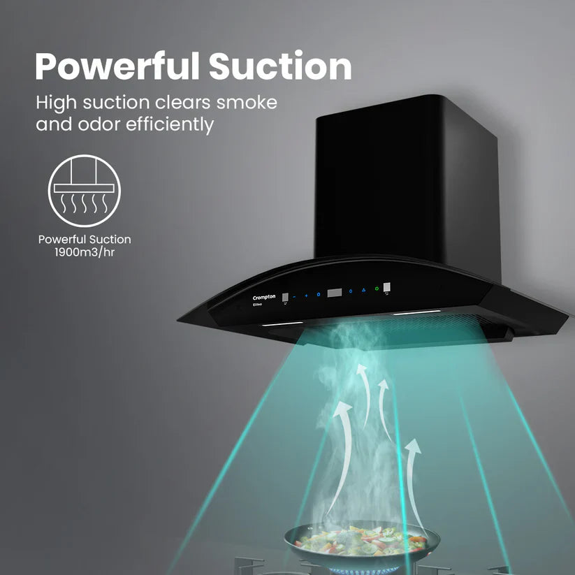 Crompton CHD-ELC60FLE-IND 60 cm Auto-Clean Chimney Eliteo Curv| 1900 m³/hr | Best Price Delhi NCR