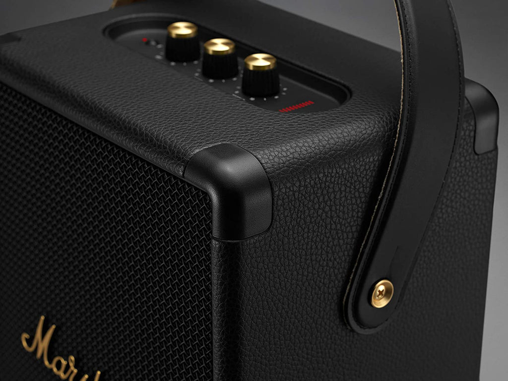 Marshall Tufton 80W Bluetooth Portable Speaker (Black & Brass) | 20+ Hours Battery, IPX2 Water Resistant, Multi-Directional Sound