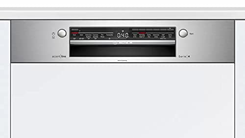 Bosch SMI4IVS00I Serie 4 60 cm Semi-Integrated In-Built Dishwasher (Stainless Steel, Home Connect, Extra Dry, IntensiveZone, Made in Turkey)