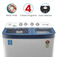 Voltas Beko WTT85DBLG 8.5 Kg Semi Automatic Washing Machine (5 Star, Double Waterfall, Soft Close Glass Lid, IPX4 Panel, Sky Blue)