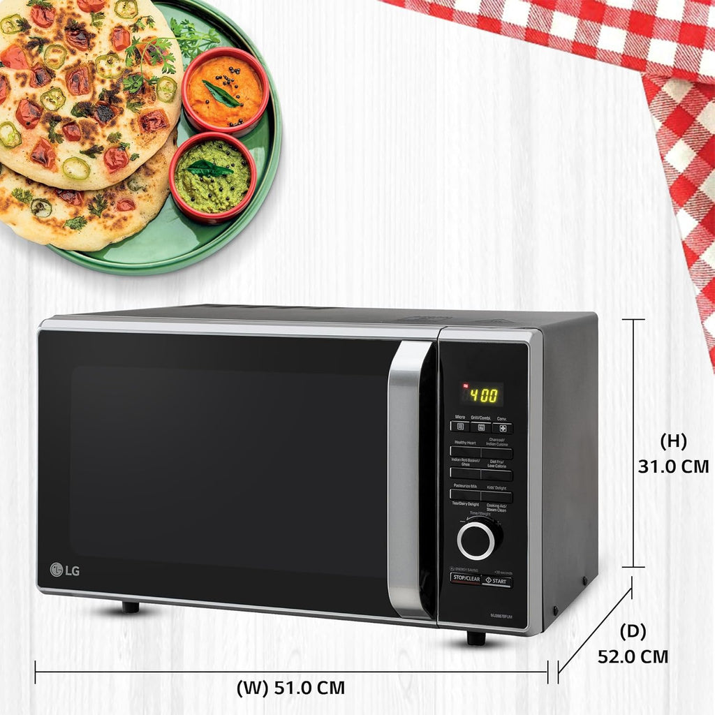 LG MJ2887BFUM 28 L Charcoal Convection Microwave Oven ( Black, with 360° Motorised Rotisserie & Charcoal Lighting Heater with 10 years warranty)