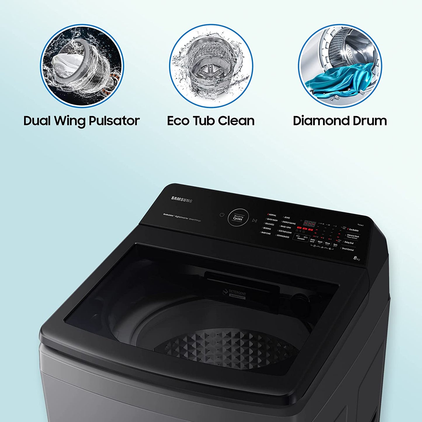 Samsung 8 Kg Ecobubble Wi-Fi Inverter Fully Automatic Top Load Washing Machine WA80BG4542BDTL