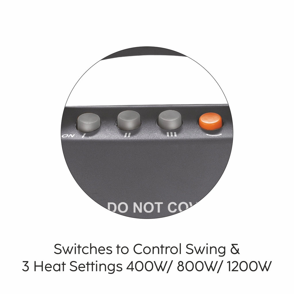 Glen HA7017 HL BL Electric Halogen Room Heater with 3 Heat Settings Grey/Black